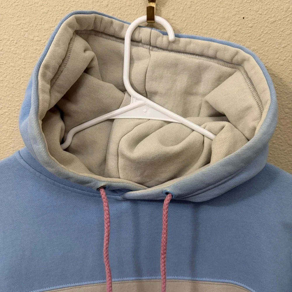 Odd Future Colorblock Hoodie Blue Cream Pink Embroidered Logo Mens Medium